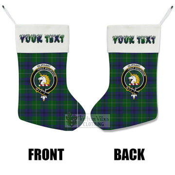 Oliphant Tartan Family Crest Christmas Stocking with Personalized Text - Tartan Vibes Clothing