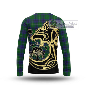 Oliphant Tartan Long Sleeve T-Shirt with Family Crest Celtic Wolf Style - Tartan Vibes Clothing