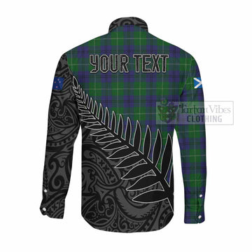 Oliphant Crest Tartan Long Sleeve Button Shirt with New Zealand Silver Fern Half Style Men's Shirt - Tartan Vibes Clothing