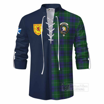 Oliphant Tartan Ghillie Kilt Shirt Alba with Scottish Lion Royal Arm Half Style - Tartan Vibes Clothing