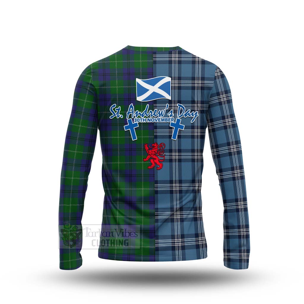 Oliphant Tartan Long Sleeve T-Shirt Happy St. Andrew's Day Half Tartan Style - Tartan Vibes Clothing