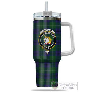 Oliphant Tartan and Family Crest Tumbler with Handle