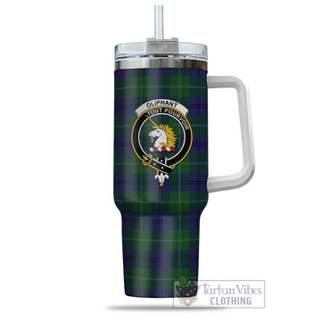 Oliphant Tartan Tumbler with Handle with Family Crest - Tartan Vibes Clothing