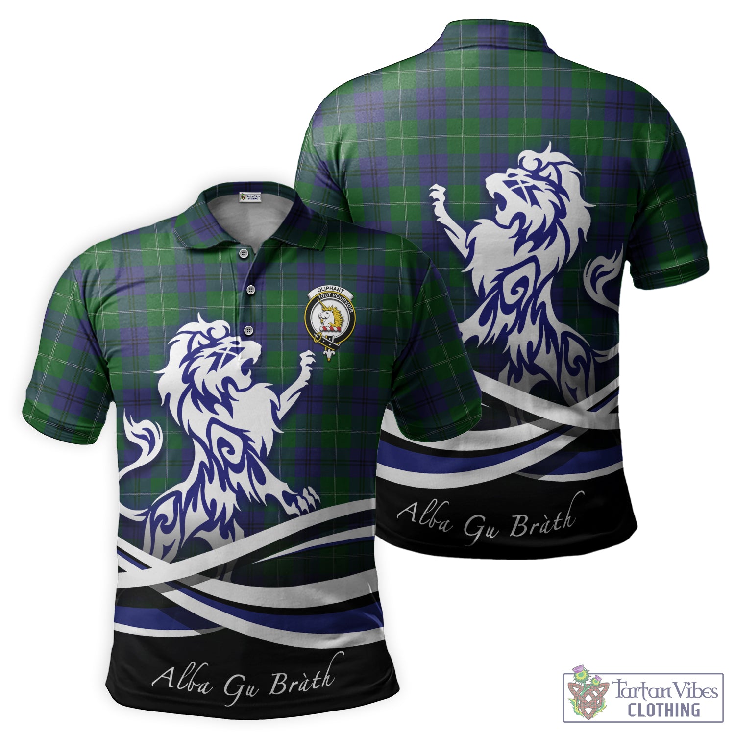 Oliphant Tartan Polo Shirt with Alba Gu Brath Regal Lion Emblem - Tartan Vibes Clothing