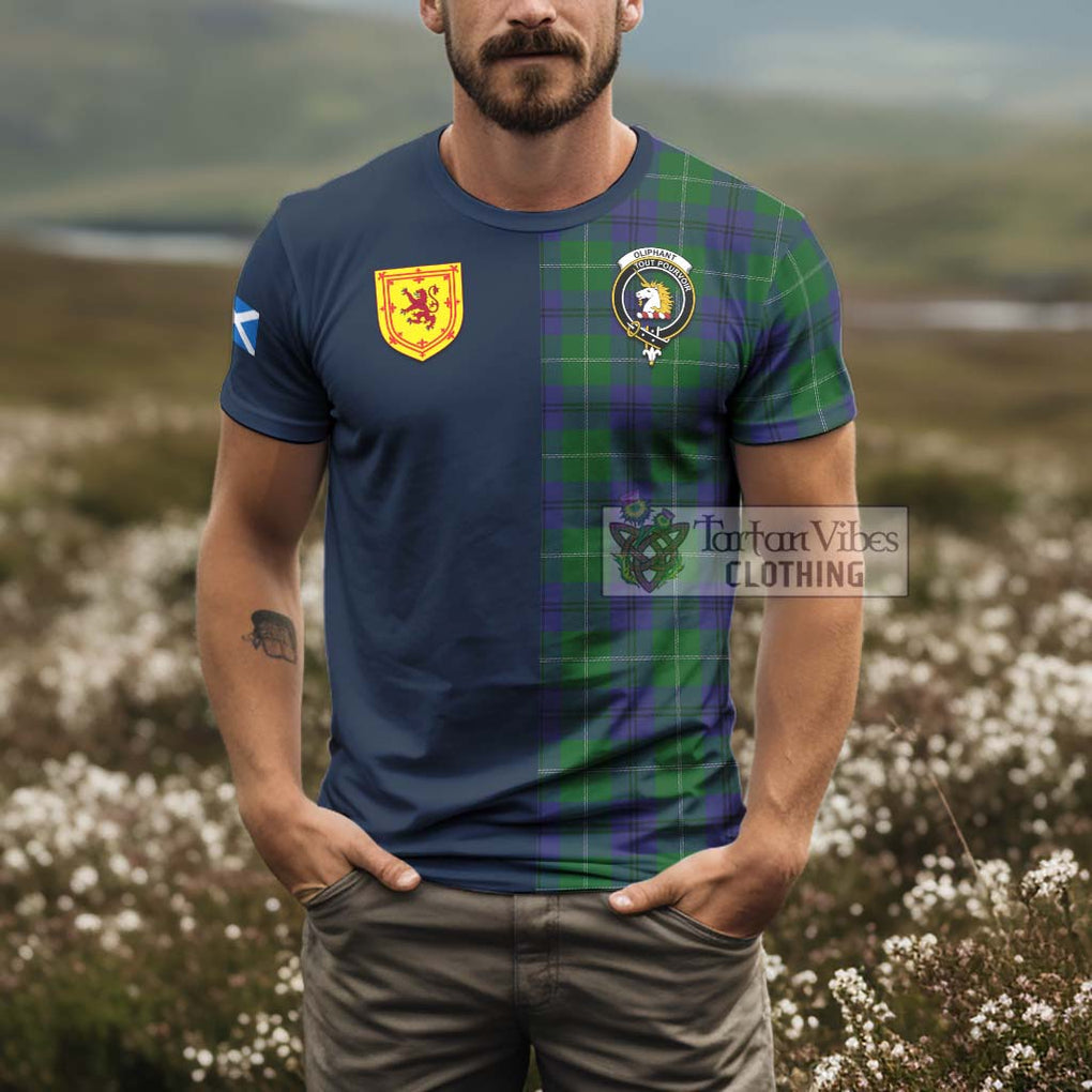 Oliphant Tartan T-Shirt Alba with Scottish Lion Royal Arm Half Style - Tartan Vibes Clothing