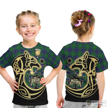 Oliphant Tartan Kid T-Shirt with Family Crest Celtic Wolf Style - Tartan Vibes Clothing