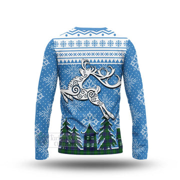 Oliphant Clan Christmas Long Sleeve T-Shirt Celtic Reindeer Style - Tartan Vibes Clothing