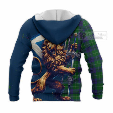 Oliphant Tartan Family Crest Knitted Hoodie with Scottish Majestic Lion - Tartan Vibes Clothing