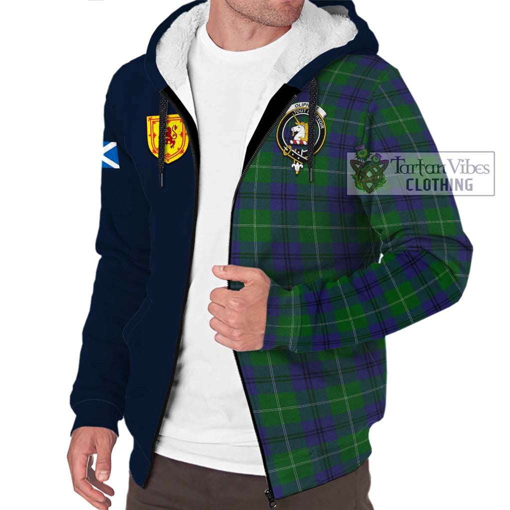 Oliphant Tartan Sherpa Hoodie Alba with Scottish Lion Royal Arm Half Style - Tartan Vibes Clothing