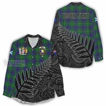 Oliphant Crest Tartan Women's Casual Shirt with New Zealand Silver Fern Half Style - Tartan Vibes Clothing