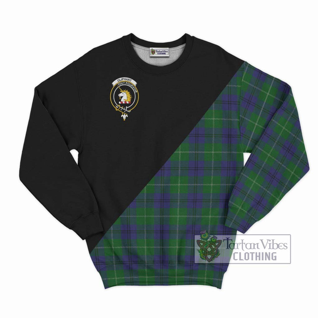 Oliphant Tartan Sweatshirt with Family Crest and Military Logo Style - Tartan Vibes Clothing