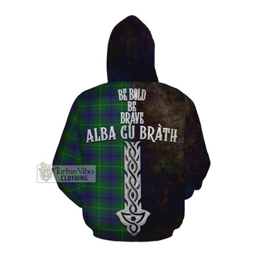 Tartan Vibes Clothing Oliphant Tartan Family Crest Cotton Hoodie Alba Gu Brath Be Brave Lion Ancient Style