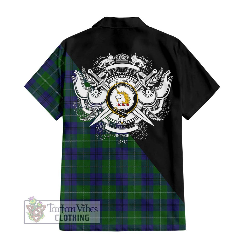 Oliphant Tartan Hawaiian Shirt with Family Crest and Military Logo Style - Tartan Vibes Clothing