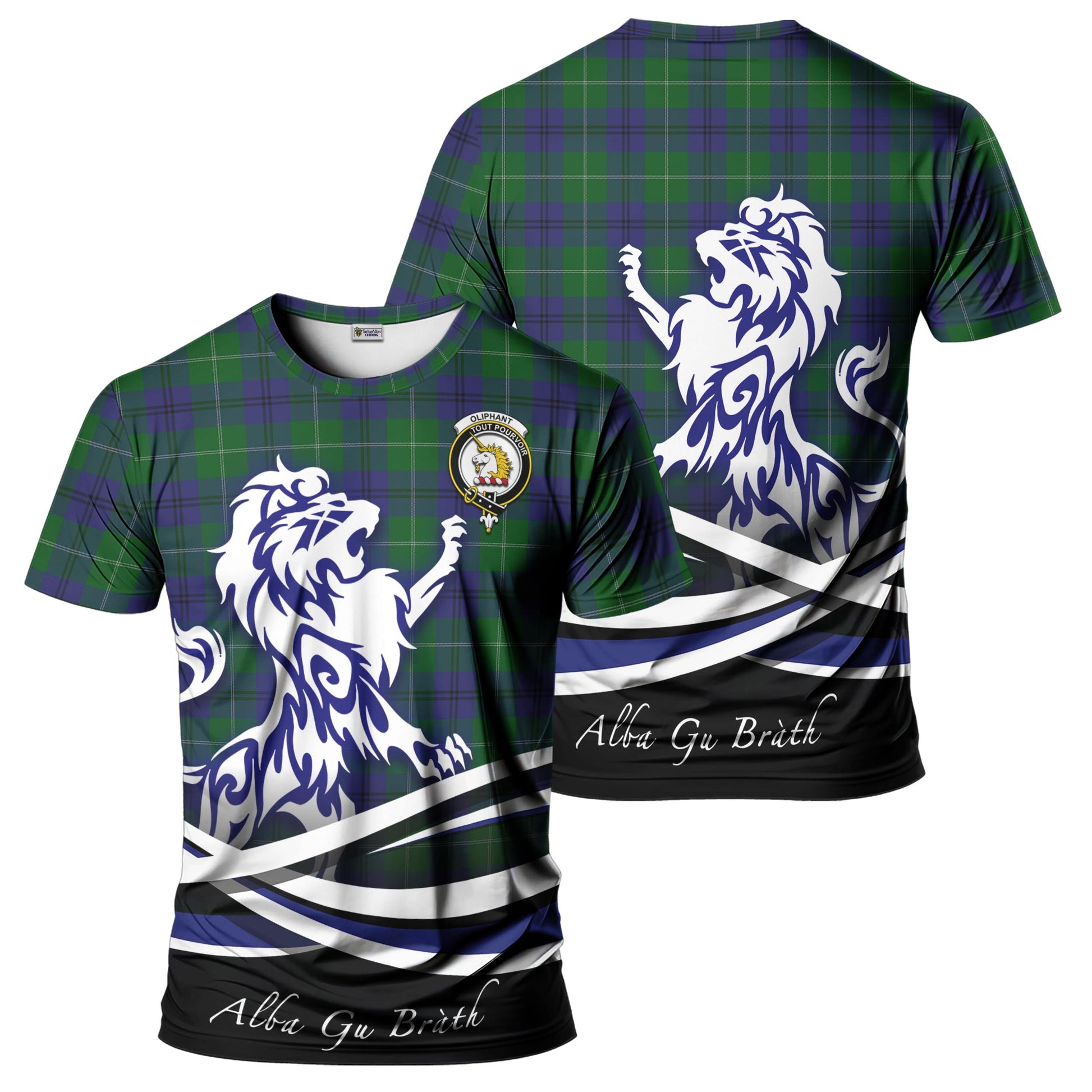 Oliphant Tartan T-Shirt with Alba Gu Brath Regal Lion Emblem - Tartan Vibes Clothing