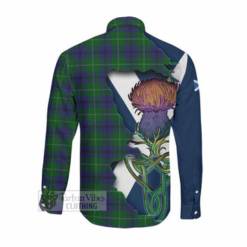 Tartan Vibes Clothing Oliphant Tartan Family Crest Long Sleeve Button Shirt Scottish Thistle Celtic Inspired