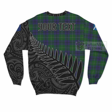 Oliphant Crest Tartan Sweatshirt with New Zealand Silver Fern Half Style - Tartan Vibes Clothing
