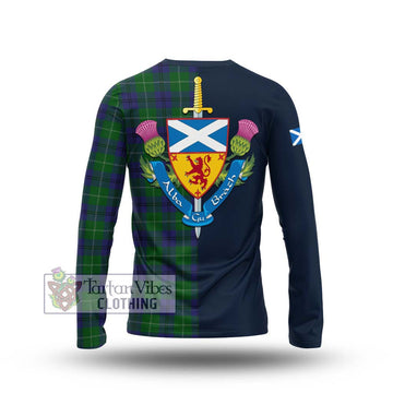 Oliphant Tartan Long Sleeve T-Shirt Alba with Scottish Lion Royal Arm Half Style - Tartan Vibes Clothing