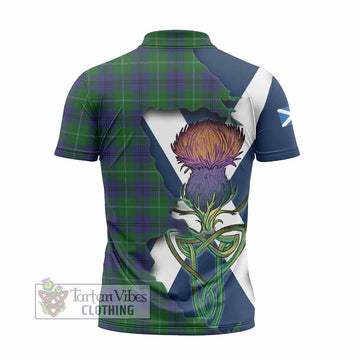 Tartan Vibes Clothing Oliphant Tartan Family Crest Zipper Polo Shirt Scottish Thistle Celtic Inspired