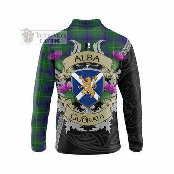 Oliphant Tartan Family Crest Long Sleeve Polo Shirt Lion Rampant Royal Thistle Shield Celtic Inspired - Tartan Vibes Clothing