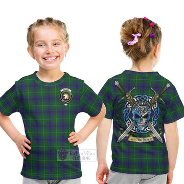 Oliphant Tartan Kid T-Shirt with Family Crest Celtic Skull Style - Tartan Vibes Clothing