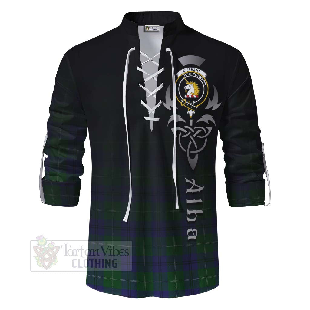 Oliphant Tartan Ghillie Kilt Shirt Featuring Alba Gu Brath Family Crest Celtic Inspired - Tartan Vibes Clothing