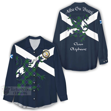 Oliphant Tartan Lion Rampant Women's Casual Shirt Proudly Display Your Heritage with Alba Gu Brath and Clan Name - Tartan Vibes Clothing