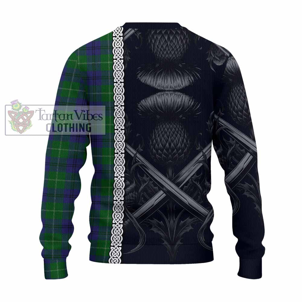 Oliphant Tartan Knitted Sweater with Family Crest Cross Sword Thistle Celtic Vibes - Tartan Vibes Clothing