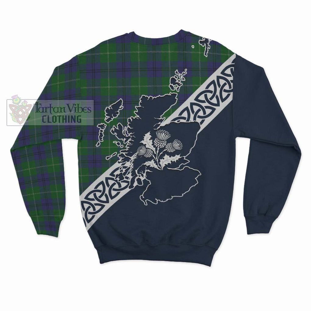 Oliphant Tartan Sweatshirt Featuring Thistle and Scotland Map - Tartan Vibes Clothing