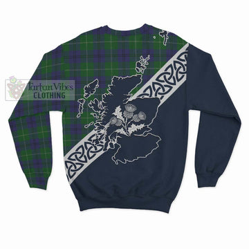 Oliphant Tartan Sweatshirt Featuring Thistle and Scotland Map - Tartan Vibes Clothing