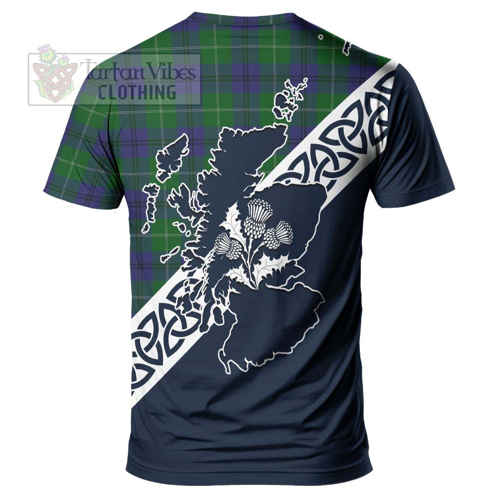 Oliphant Tartan T-Shirt Featuring Thistle and Scotland Map - Tartanvibesclothing Store
