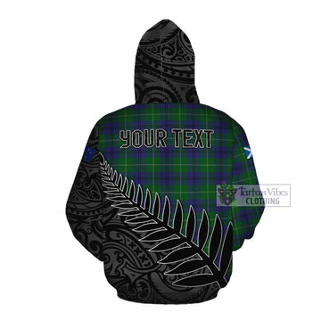 Oliphant Crest Tartan Cotton Hoodie with New Zealand Silver Fern Half Style Pullover Hoodie - Tartan Vibes Clothing