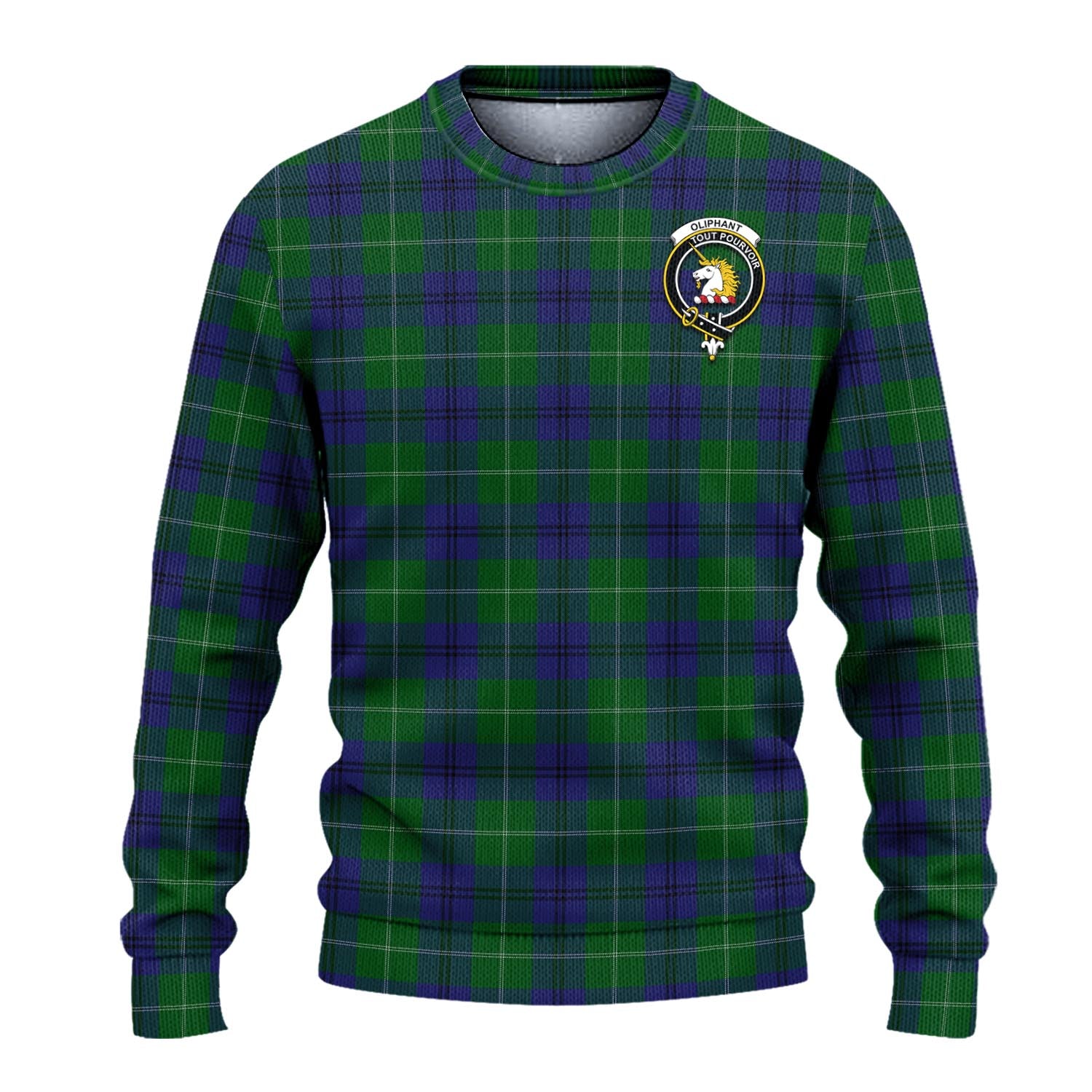 Oliphant Tartan Ugly Sweater with Family Crest - Tartan Vibes Clothing
