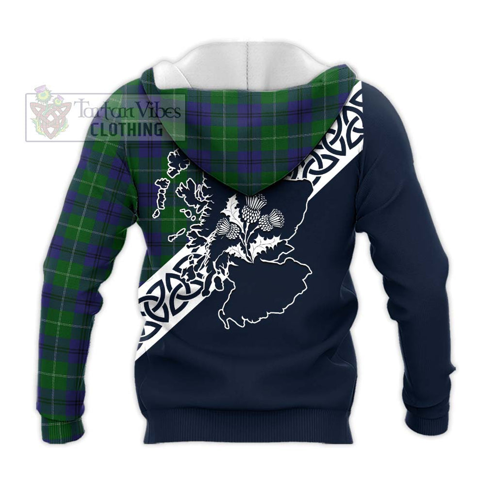 Oliphant Tartan Knitted Hoodie Featuring Thistle and Scotland Map - Tartan Vibes Clothing