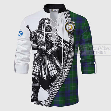 Oliphant Tartan Clan Crest Ghillie Kilt Shirt with Highlander Warrior Celtic Style - Tartan Vibes Clothing