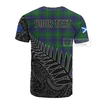 Oliphant Crest Tartan Cotton T-shirt with New Zealand Silver Fern Half Style - Tartan Vibes Clothing