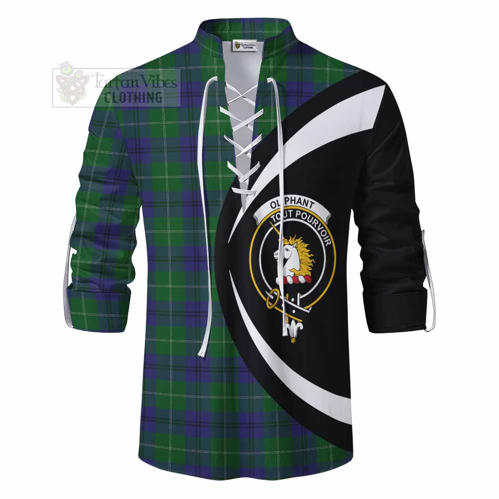 Oliphant Tartan Ghillie Kilt Shirt with Family Crest Circle Style - Tartan Vibes Clothing