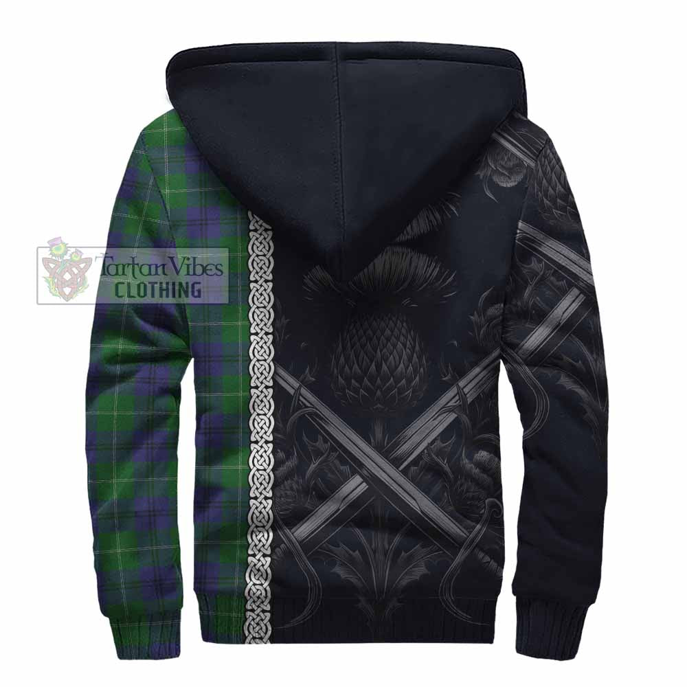 Oliphant Tartan Sherpa Hoodie with Family Crest Cross Sword Thistle Celtic Vibes - Tartan Vibes Clothing
