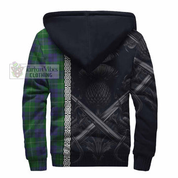 Oliphant Tartan Sherpa Hoodie with Family Crest Cross Sword Thistle Celtic Vibes - Tartan Vibes Clothing