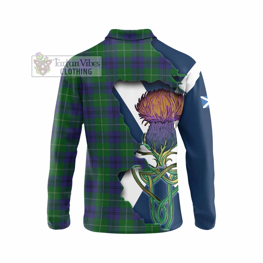 Tartan Vibes Clothing Oliphant Tartan Family Crest Long Sleeve Polo Shirt Scottish Thistle Celtic Inspired