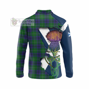 Tartan Vibes Clothing Oliphant Tartan Family Crest Long Sleeve Polo Shirt Scottish Thistle Celtic Inspired