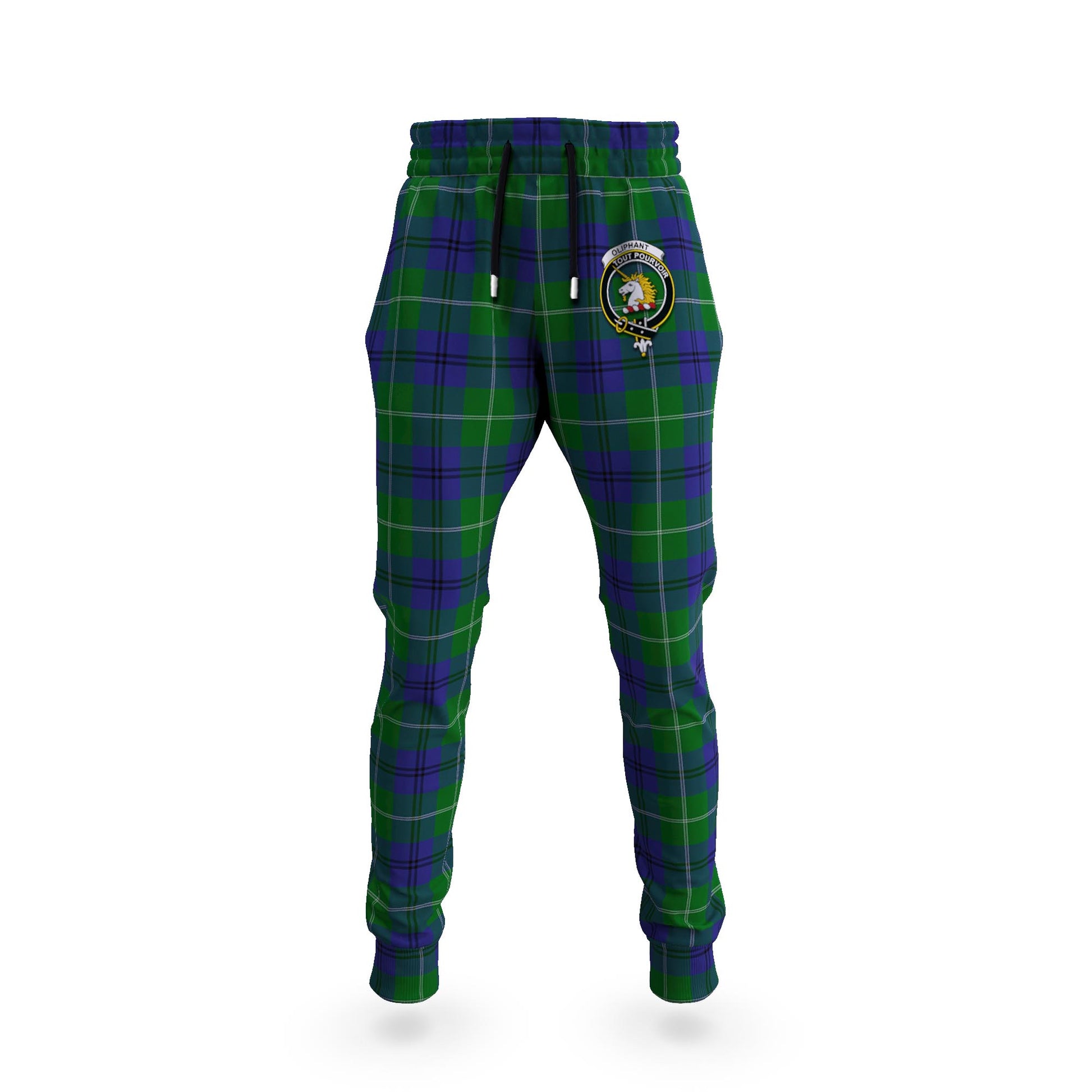 Oliphant Tartan Joggers Pants with Family Crest - Tartanvibesclothing Shop