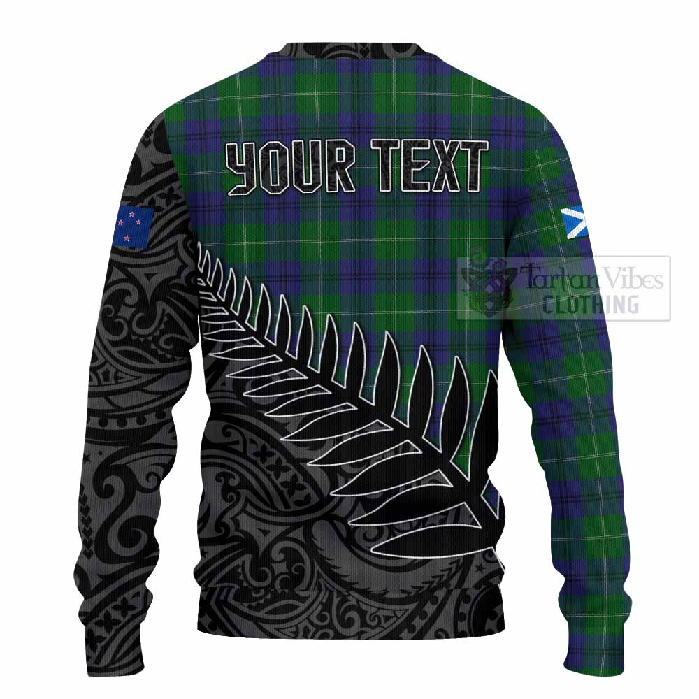 Oliphant Crest Tartan Knitted Sweater with New Zealand Silver Fern Half Style - Tartan Vibes Clothing