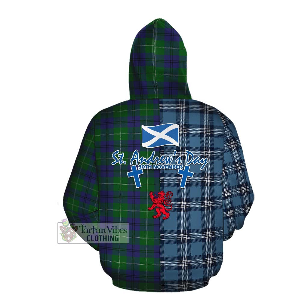 Oliphant Tartan Cotton Hoodie Happy St. Andrew's Day Half Tartan Style Pullover Hoodie - Tartan Vibes Clothing