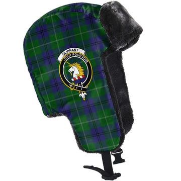 Oliphant Tartan Winter Trapper Hat with Family Crest