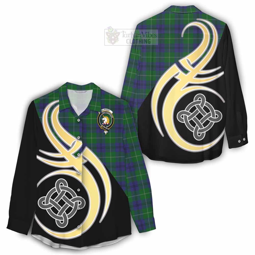 Oliphant Tartan Women's Casual Shirt with Family Crest and Celtic Symbol Style - Tartan Vibes Clothing