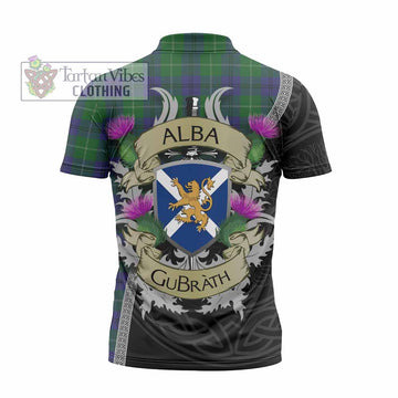 Oliphant Tartan Family Crest Zipper Polo Shirt Lion Rampant Royal Thistle Shield Celtic Inspired - Tartan Vibes Clothing