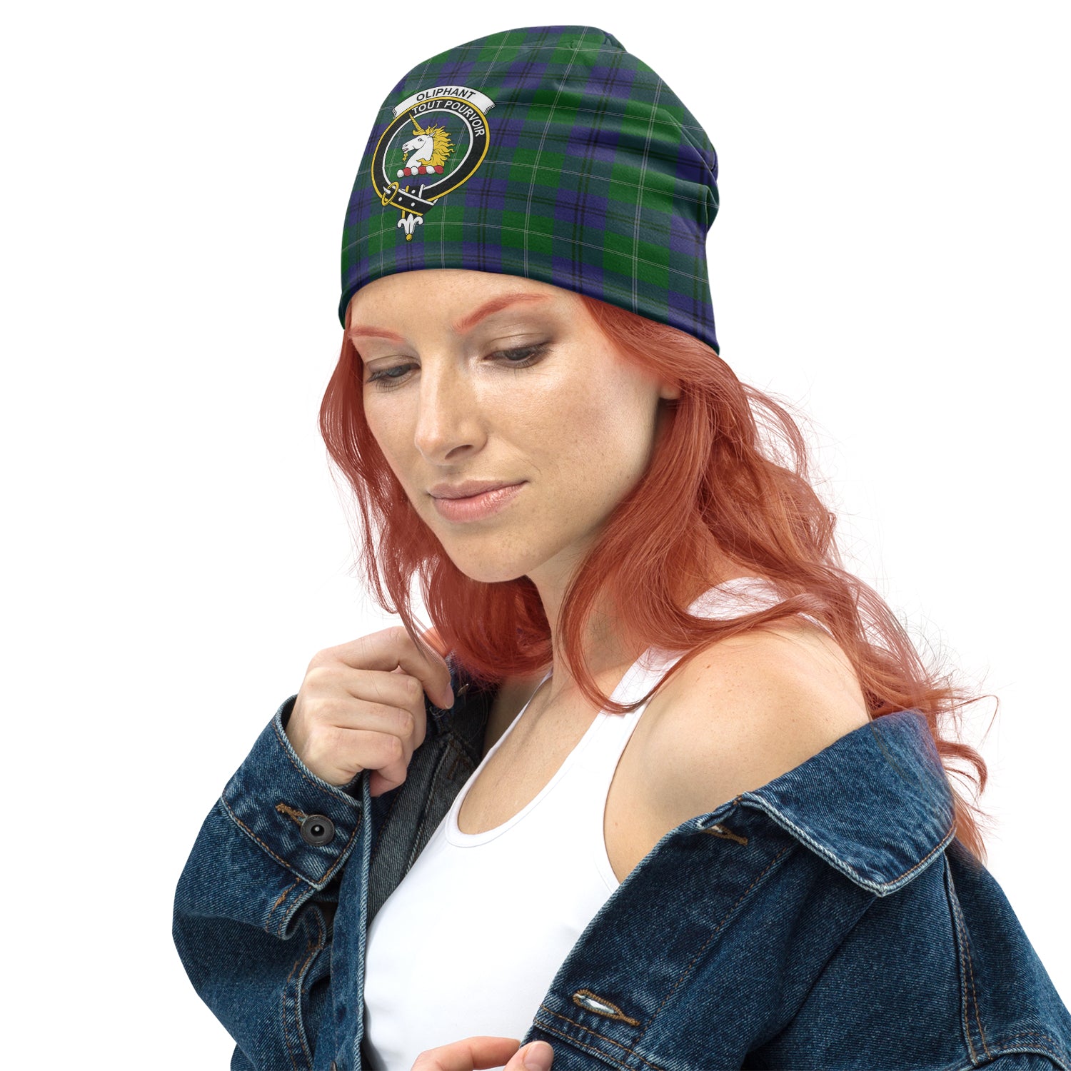 Oliphant Tartan Beanies Hat with Family Crest - Tartan Vibes Clothing