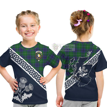 Oliphant Tartan Kid T-Shirt Featuring Thistle and Scotland Map - Tartan Vibes Clothing