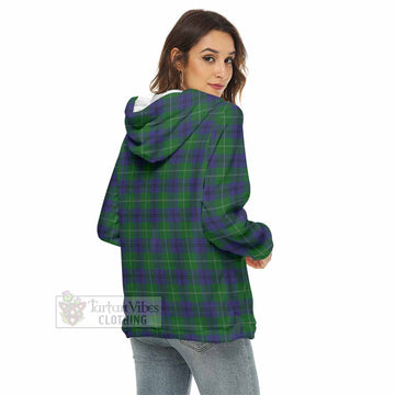 Tartan Vibes Clothing Oliphant Tartan Crest Women's Borg  Half Zip Fleece Hoodie