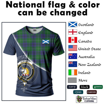 Oliphant Tartan T-Shirt with Personalised National Flag and Family Crest Half Style - Tartan Vibes Clothing